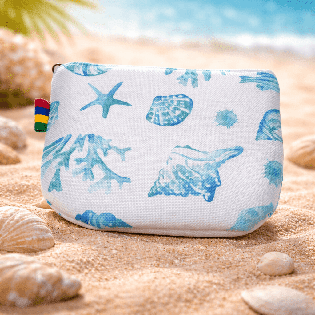 Porte Monnaie Coquillage Blanc Bleu Pâle