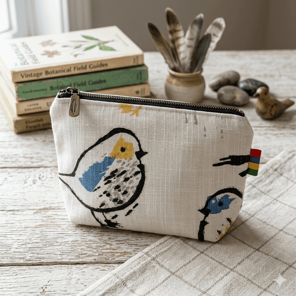 Port Monnaie Crème avec Oiseaux