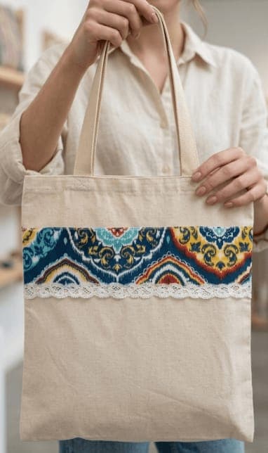 Tote bag Blue Pattern Rouge