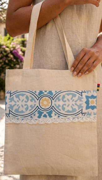 Tote bag Blue Pattern floral